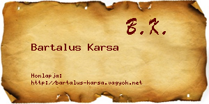 Bartalus Karsa névjegykártya
